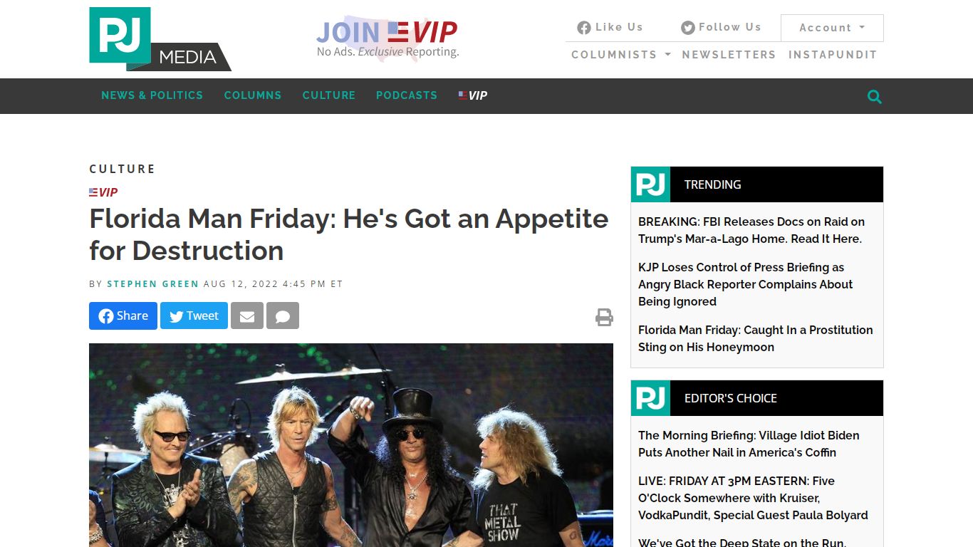 Florida Man Friday: He's Got an Appetite for Destruction